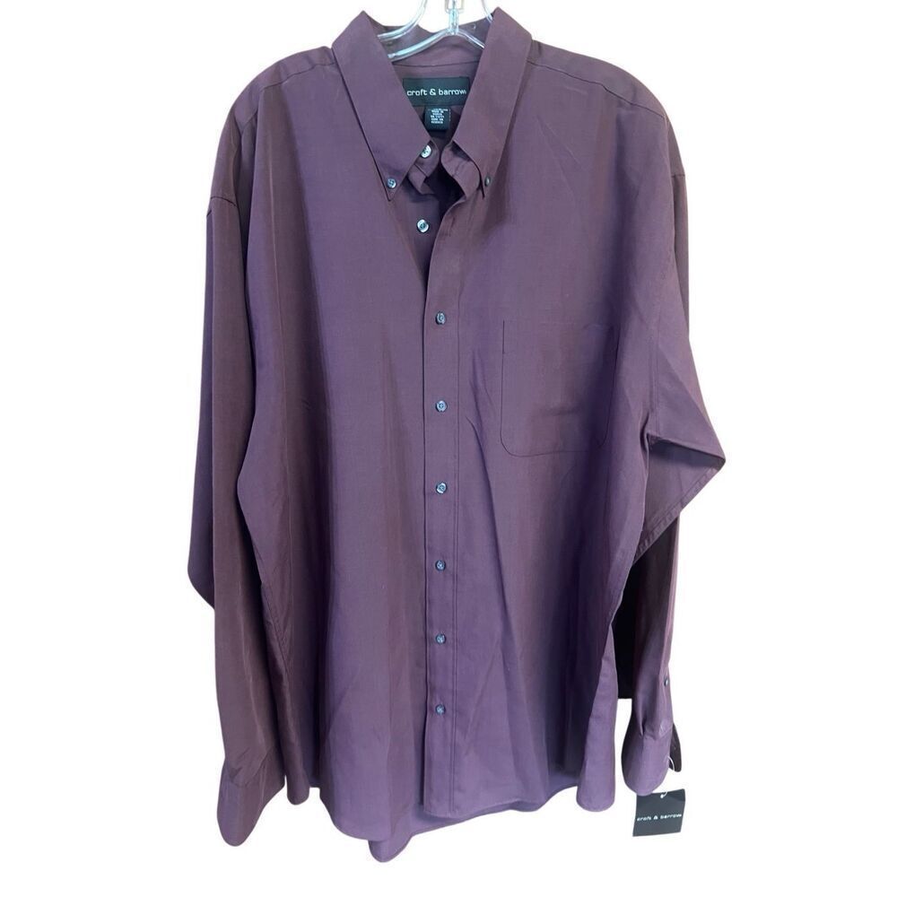 Croft & Barrow Men’s Woven Button down Dress Shirt Burgundy Sz XLT NWT